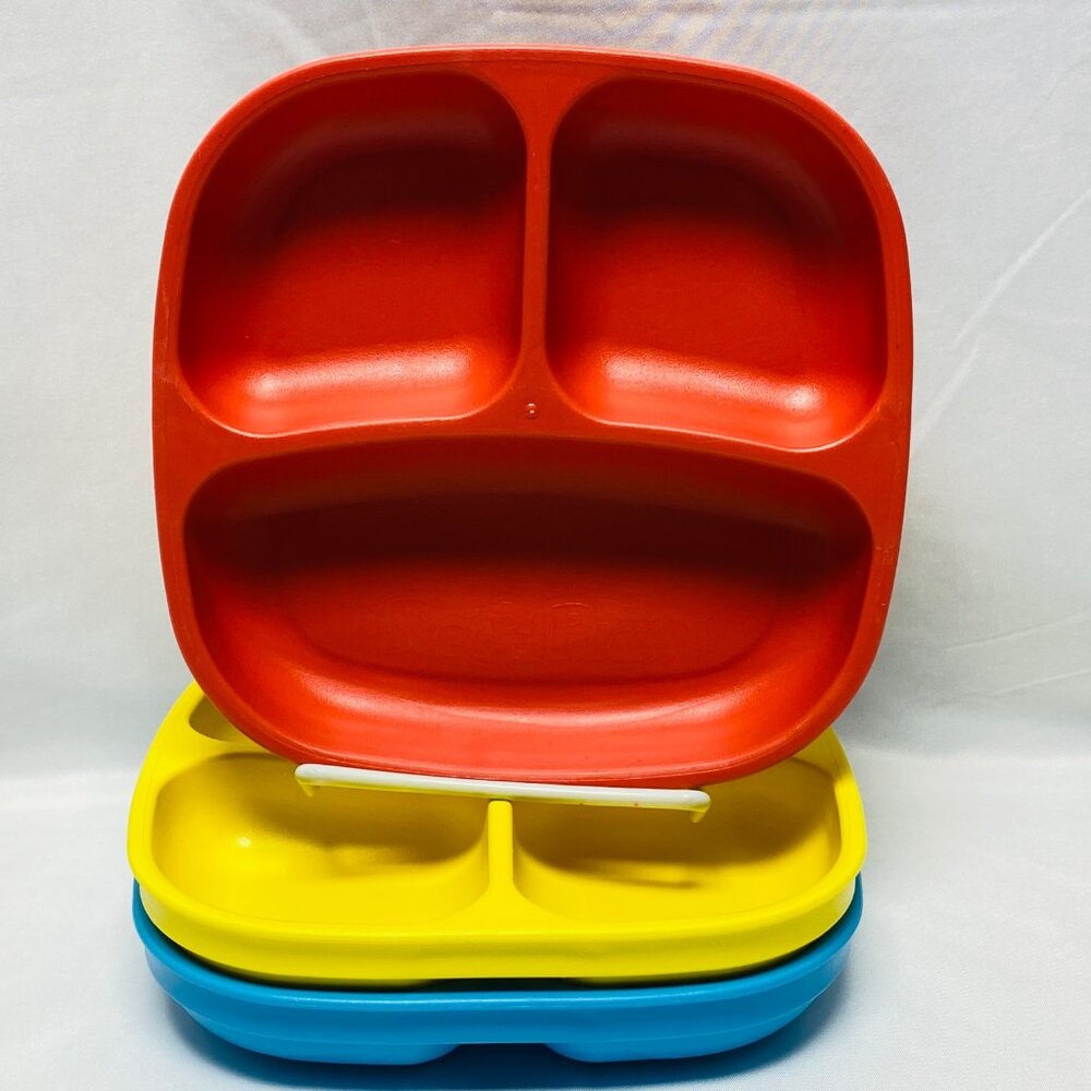 Re-Play 3 Divided Recycled Plastic Plates Kids Toddlers Dinnerware